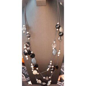 Corporate Goth Multilayer Beaded Station Necklace